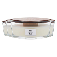 4X WoodWick Geurkaars Ellipse White Teak 454 gr