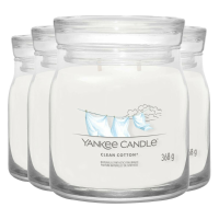 4X Yankee Candle Geurkaars Medium Jar Clean Cotton 368 gr