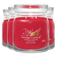 4X Yankee Candle Geurkaars Medium Jar Sparkling Cinnamon 368 gr