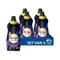 4X Robijn Klein & Krachtig Wasmiddel Black Velvet 34 Wasbeurten 1,19 liter