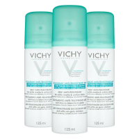 3X Vichy 48Hr Anti Transpiratie en Anti Witte en Gele Vlekken Deodorant Spray 125 ml