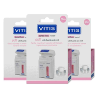 3X Vitis Waxed Dental Floss Soft 50 meter
