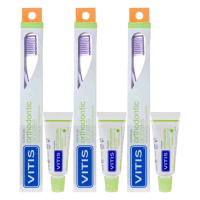 3X Vitis Tandenborstel + Mini Tandpasta Orthodontic