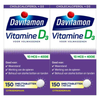 2X Davitamon Vitamine D 10 MCG Volwassenen 150 smelttabletten