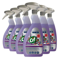 6X Cif Professional SafeGuard Desinfecterende Keuken Reiniger 2 in 1 Spray Pro Formula 750 ml