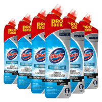 6X Glorix Professional Toiletreiniger Ocean zonder Chloor/Bleek Pro Formula 1 liter