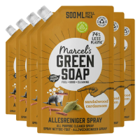 6X Marcel's Green Soap Allesreiniger Spray Sandelhout & Kardemom Navulling 500 ml