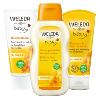 Weleda Baby Musthave   Calendula Verzorgende Olie 1 x 200 ml, Billenbalsem 1 x 75 ml & Babyshampoo & Douchecrème 1 x 200 ml   Pakket