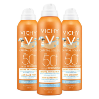 3X Vichy Capital Soleil Anti Zand Mist Spray Voor Kinderen SPF 50+ 200 ml