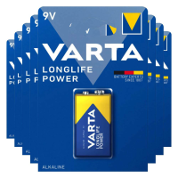 8X Varta Longlife Power Alkaline Batterijen 9V 565 mAh