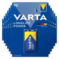 12X Varta Longlife Power Alkaline Batterijen 9V 565 mAh