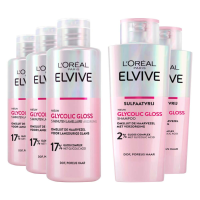 L'Oréal Elvive Glycolic Gloss   Shampoo 3 x 200 ml & Conditioner 2 x 200 ml   Pakket