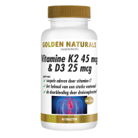 2X Golden Naturals Vitamine K2 45 mcg & D3 25mcg Vegan 60 tabletten
