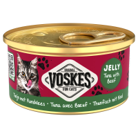 24X Voskes Kattenvoer Nat Gelei Tonijn & Rundvlees 85 gr