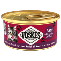 24X Voskes Kattenvoer Nat Paté Kip & Rundvlees 85 gr