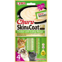 12X Ciao Churu Kattensnack Skin & Coat   Chicken & Scallop 4 x 14 gr