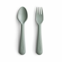 Mushie Kinderbestek Set Lepel en Vork Sage 1 set