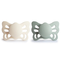 Frigg Fopspeen Butterfly maat 1 0 6 mnd Cream Sage 2 stuks