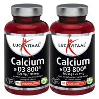 2X Lucovitaal Calcium 500mg + D3 20 mcg Kauwtabletten 90 kauwtabletten
