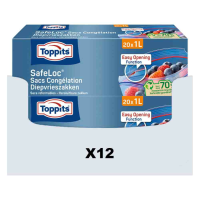12X Toppits Safeloc Zip Diepvrieszakken 1 liter 20 stuks