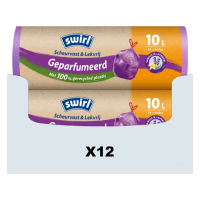 12X Swirl Pedaalemmerzakken Geparfumeerd Vanille & Lavendel met Trekband 10 liter 14 stuks