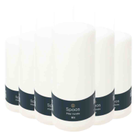 6X SPAAS Cilinderkaars Wit 80/200 mm ± 100 branduren