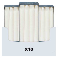 10X SPAAS Dinerkaarsen Wit 23/250 mm ± 8 branduren 8 stuks