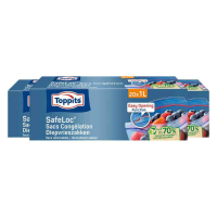 3X Toppits Safeloc Zip Diepvrieszakken 1 liter 20 stuks