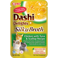 12X Inaba Ciao Dashi Delights Silky Broth Kattenvoer Nat Chicken & Tuna & Scallop 40 gr