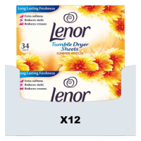 12X Lenor Droogtrommeldoekjes Summer Breeze 34 stuks