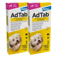 2X AdTab Anti Vlo en Teek Kauwtabletten Hond >2,5 5,5 kg 3 tabletten
