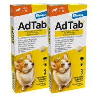 2X AdTab Anti Vlo en Teek Kauwtabletten Hond >5,5 11 kg 3 tabletten