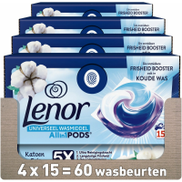 4X Lenor Wasmiddel All in 1 Pods Katoen Fris 15 stuks