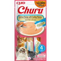 Ciao Churu Puree Kattensnack Salmon & Scallop 4 x 14 gr