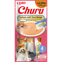 Inaba Ciao Churu Puree Kattensnack Salmon & Tuna 4 x 14 gr