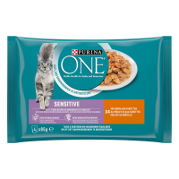 12X Purina ONE Kattenvoer Nat Sensitive Adult Kip & Wortel 4 x 85 gr