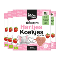 4X de Kleine Keuken Bio Hartjeskoekjes Aardbei 120 gr