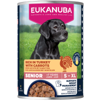3+1 Gratis: Eukanuba Hondenvoer Nat Life Care Dog Senior Kalkoen en Wortel 400 gr