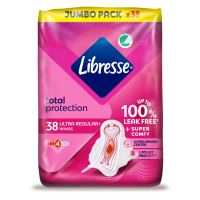 Libresse Ultra+ Regular Maandverband met Vleugels Jumbo Pack 38 stuks