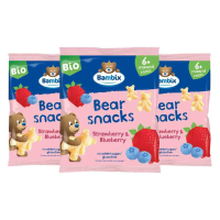 3X Bambix Bearsnacks 6+ mnd Aardbei Bosbes Bio 180 gr