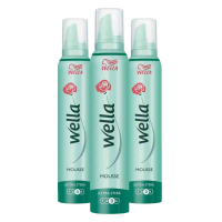 3X Wella Extra Strong Hold Haarmousse 200 ml