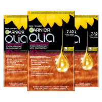 3X Garnier Olia Permanente Haarkleuring 7.40 Intens Koper