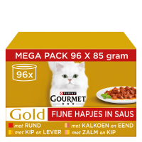 Gourmet Kattenvoer Nat Multipack Gold Fijne Hapjes in Gelei 96 x 85 gr