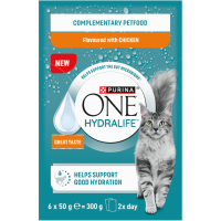 Purina ONE Kattenvoer Nat Hydralife Adult Kip 6 x 50 gr