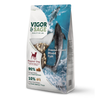 4X Vigor & Sage Hondenvoer Droog Adult Regular Freeze Dried Mixed Fish 1,2 kg