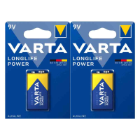 2X Varta Longlife Power Alkaline Batterijen 9V 565 mAh