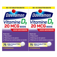 2X Davitamon Vitamine D3 20mcg Hoog Gedoseerd 75 smelttabletten