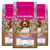 3X Eukanuba Hondenvoer Droog Grain Free Puppy Small/Medium Oceaanvis 3 kg