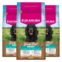 3X Eukanuba Hondenvoer Droog Grain Free Adult All Sizes Hert 3 kg