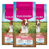 3X Eukanuba Hondenvoer Droog Grain Free Small/Medium Senior Oceaanvis 3 kg